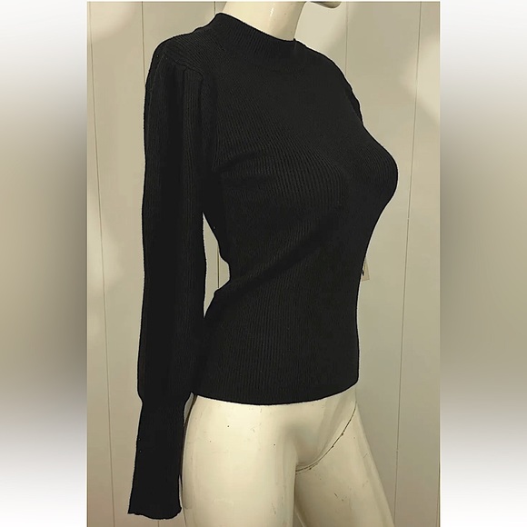 NWT Worthington Black Super Soft Long Sleeve Sweater Top mock neck size M - Picture 3 of 8